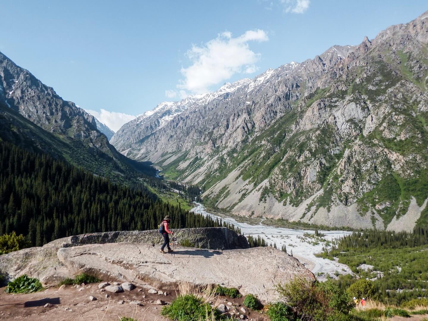 <h3>ALA ARCHA NATIONAL PARK</h3>Ala Archa National Park, nestled about 40 kilometers south of Bishkek, is a natural oasis renowned for its stunning alpine landscapes and outdoor recreational opportunities. Towering peaks, glacier-fed rivers, and lush forests characterize this mountainous sanctuary, making it a haven for hikers, climbers, and nature enthusiasts. The park offers a network of trails ranging from easy walks to challenging treks, leading to breathtaking viewpoints and serene mountain lakes. Popular hikes include routes to the Ak-Sai Glacier and Ratsek Hut, each offering panoramic vistas of the Tien Shan mountain range. Whether for a day trip or an extended exploration, Ala Archa National Park provides a serene retreat from urban life, showcasing the pristine beauty and biodiversity of Kyrgyzstan's natural environment.